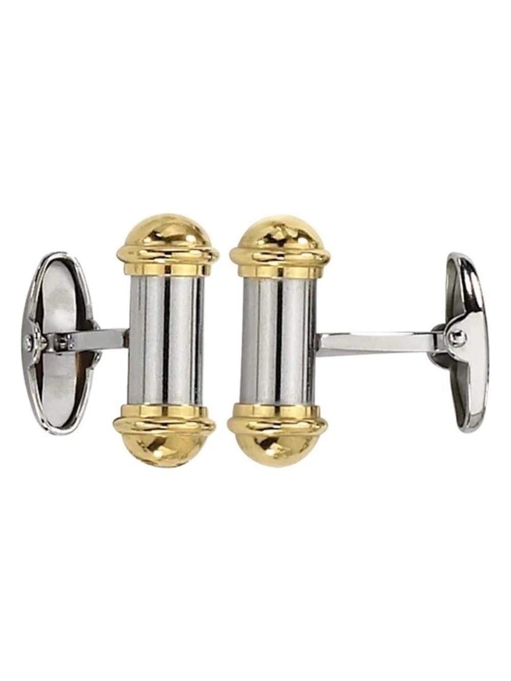 Men's Two-Tone Gold & Silver Cylinder Cufflinks